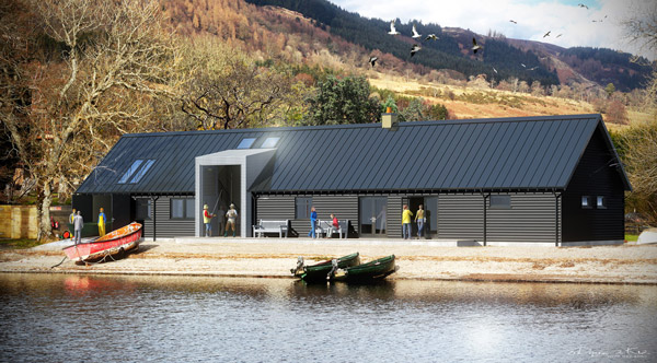 View of the proposed extension to the existing clubhouse, showing also the proposed replacement metal roof sheeting