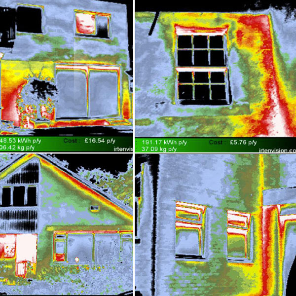 Snapshots from the supplementary thermographic survey undertaken to assess the extent of thermal bridging on the walls of the 18 surveyed properties. This can now be quantified and an approximation of the thermal bridging, and its additional carbon and financial cost, over and above that given in the RdSAP calculation, given to the Occupant.